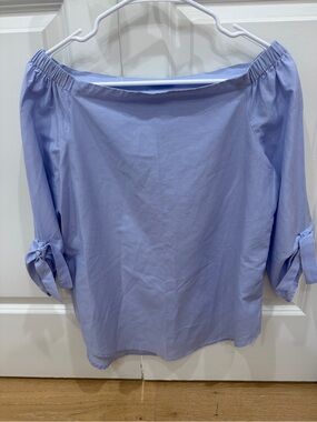 J. McLaughlin Silk/Cotton off-Shoulder Tie-Sleeve Women's Top Lavender/Blue Sm